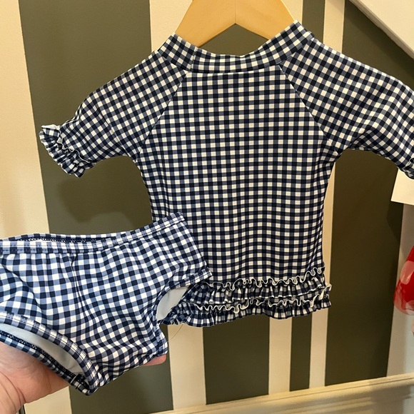 Ruffle Butts Navy and White Gingham Outfit - Picture 3 of 4
